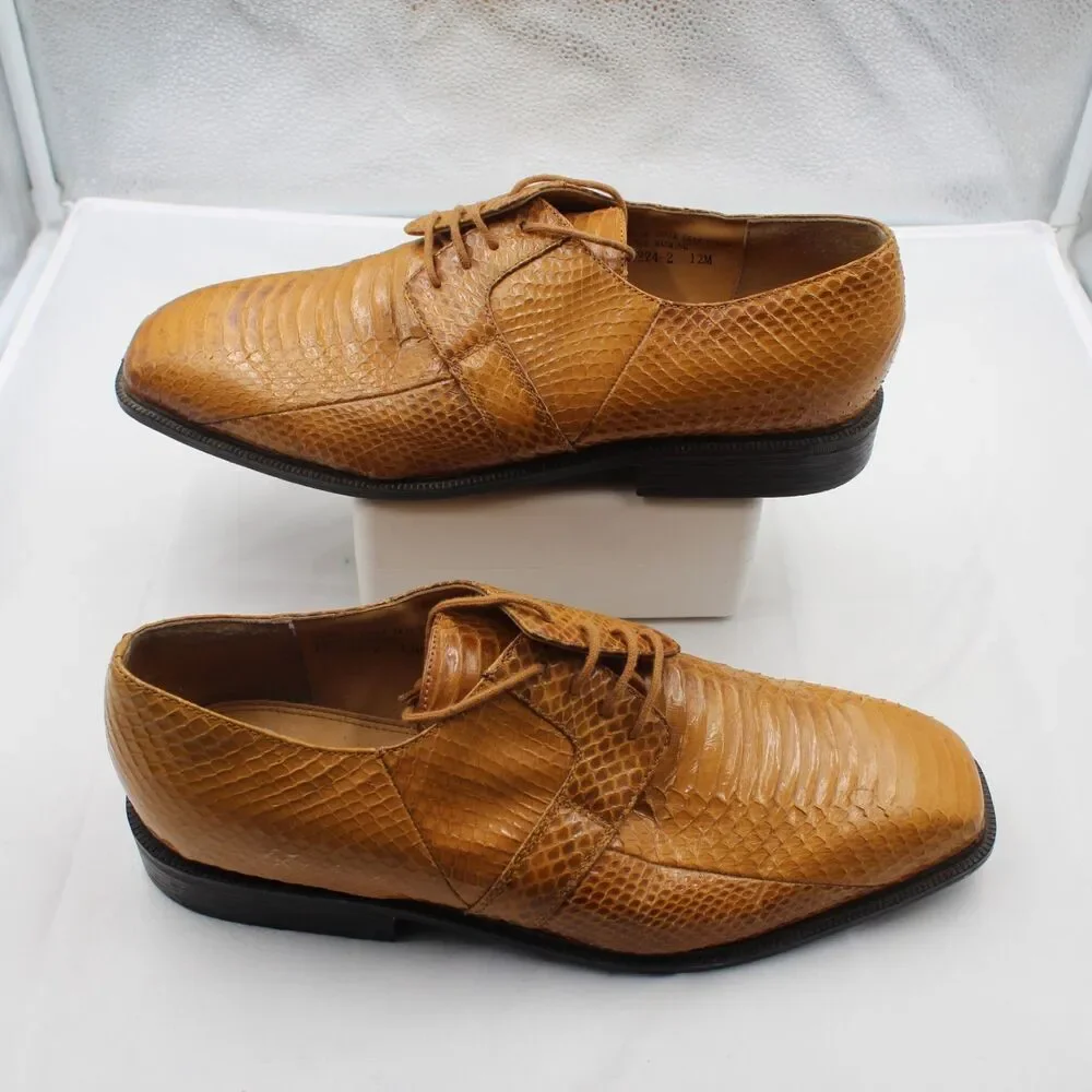 GIORGIO BRUTINI Men's 12M Genuine Snakeskin Oxfords Mustard Tan Exotic Dress